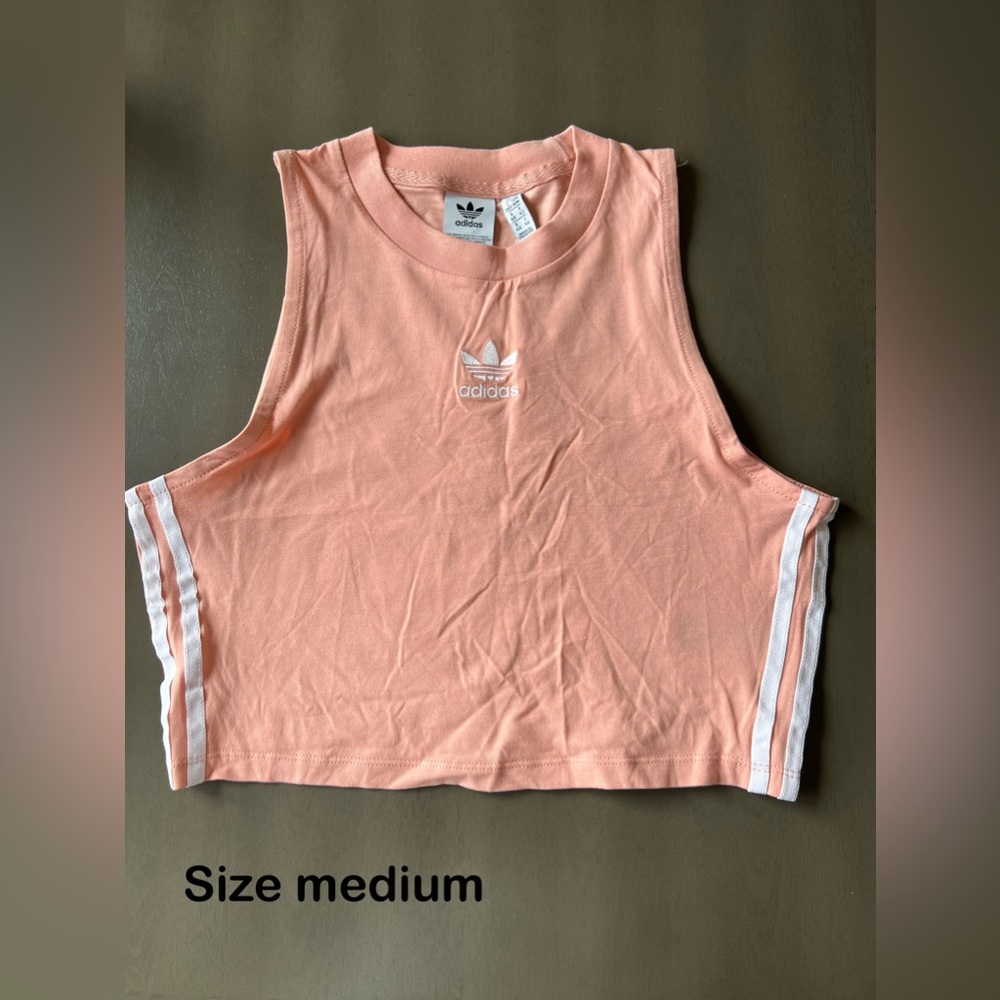 Adidas pink crop tank top